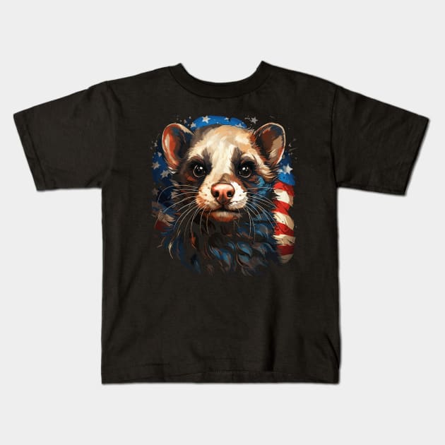 Patriotic Ferret Kids T-Shirt by JH Mart